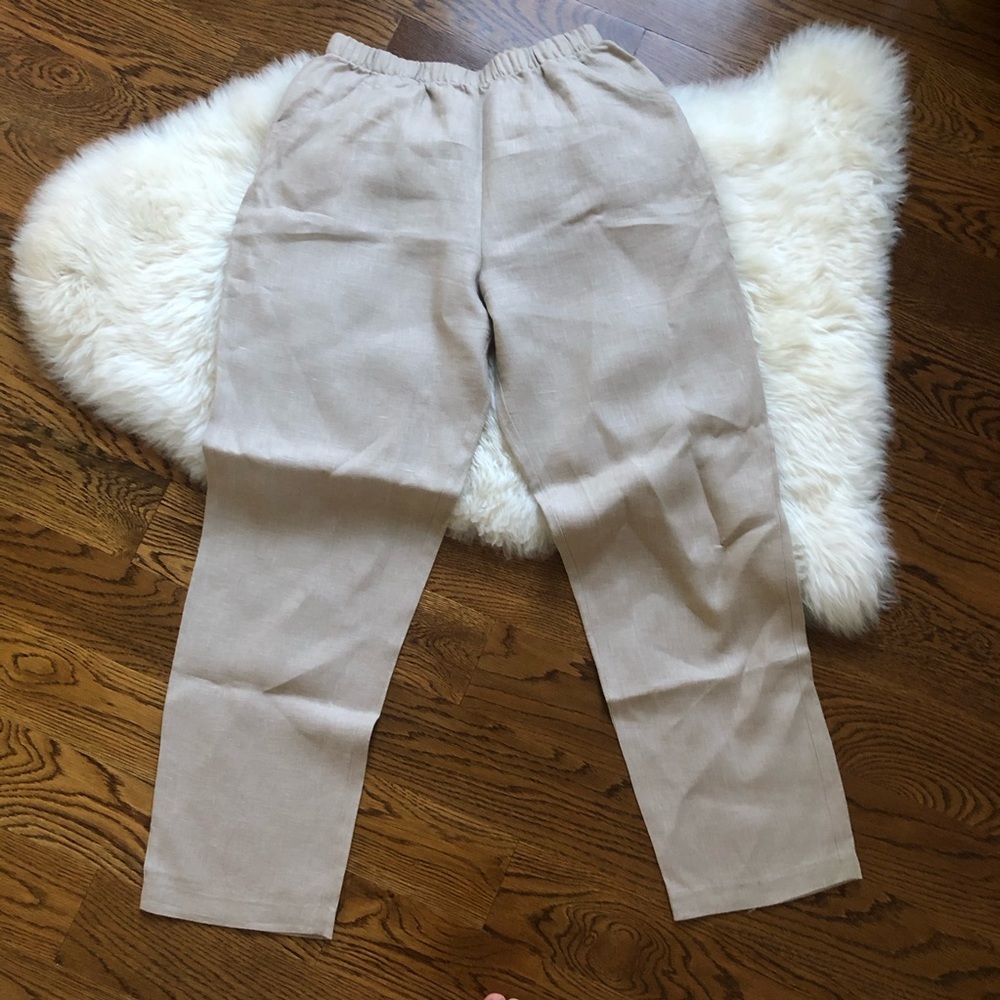 Beige linen pants